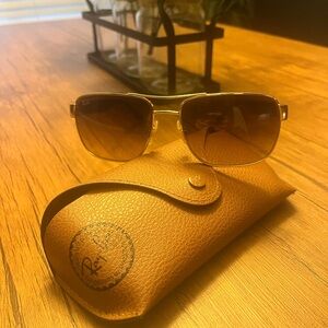 Ray-Ban Gold Sunglasses with Brown Lenses